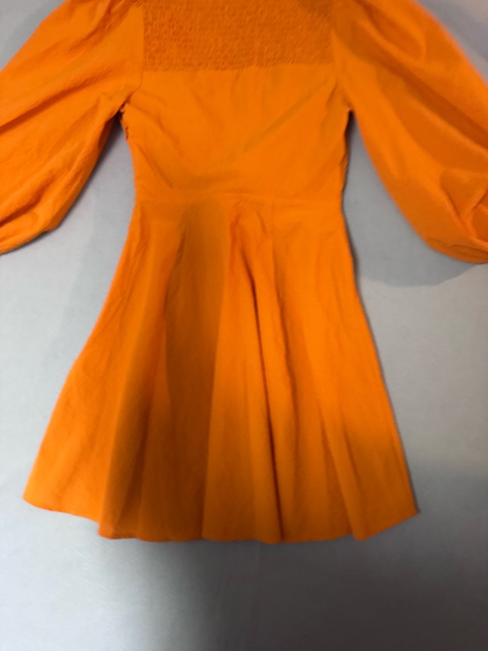Ted Baker Orange Bow Front Mini Dress with Puff Sleeves - Picture 8 of 11